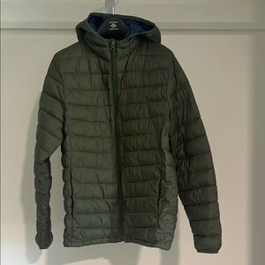 Hap Kids Green Puffer Jacket with Hood and Quilted Design.